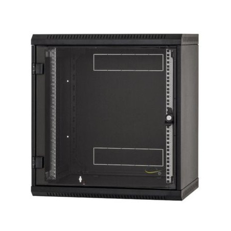 Nástenný rack RUA 9U/600mm odn.boč+skl.dv.čierny