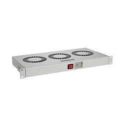 Chladiaca jednotka 19" 1U 3 ventilátory s bimetalovým termostatom RAL 7035 do 19" líšt VJ19-3-T-G