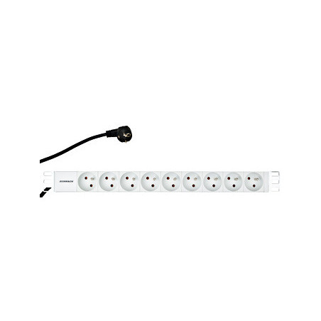 Napájací panel PDU 19", 9x ČSN, 1U, kábel 2 m