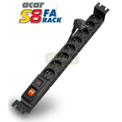 19" napája.panel ACAR S8/5m 8x220V Black+prep.ochr.10A