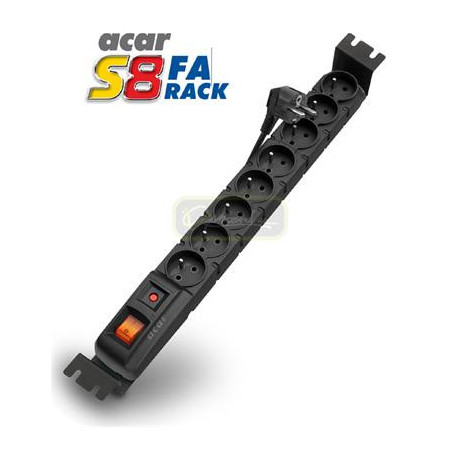 19" napája.panel ACAR S8/5m 8x220V Black+prep.ochr.10A