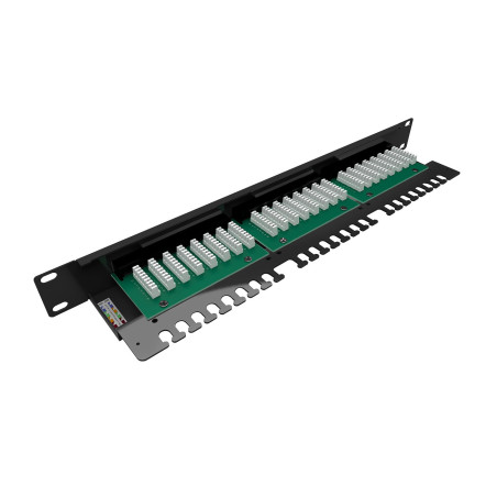 19" patch panel Solarix 24 x RJ45 CAT5E UTP s vyväzovacou lištou 1U SX24L-5E-UTP-BK-N