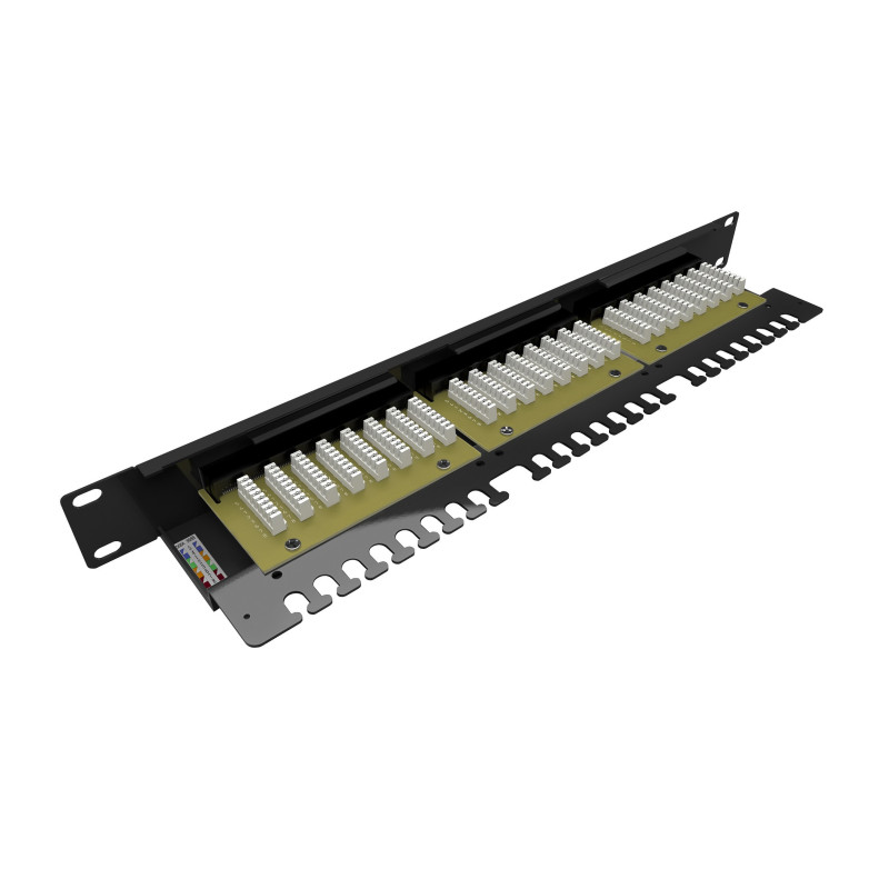 19" patch panel Solarix 24 x RJ45 CAT6 UTP s vyväzovacou lištou 1U SX24L-6-UTP-BK-N