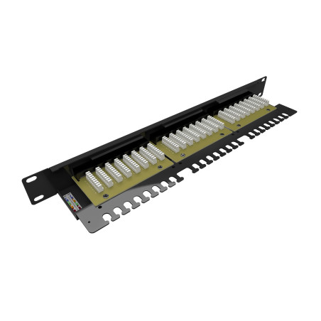 19" patch panel Solarix 24 x RJ45 CAT6 UTP s vyväzovacou lištou 1U SX24L-6-UTP-BK-N