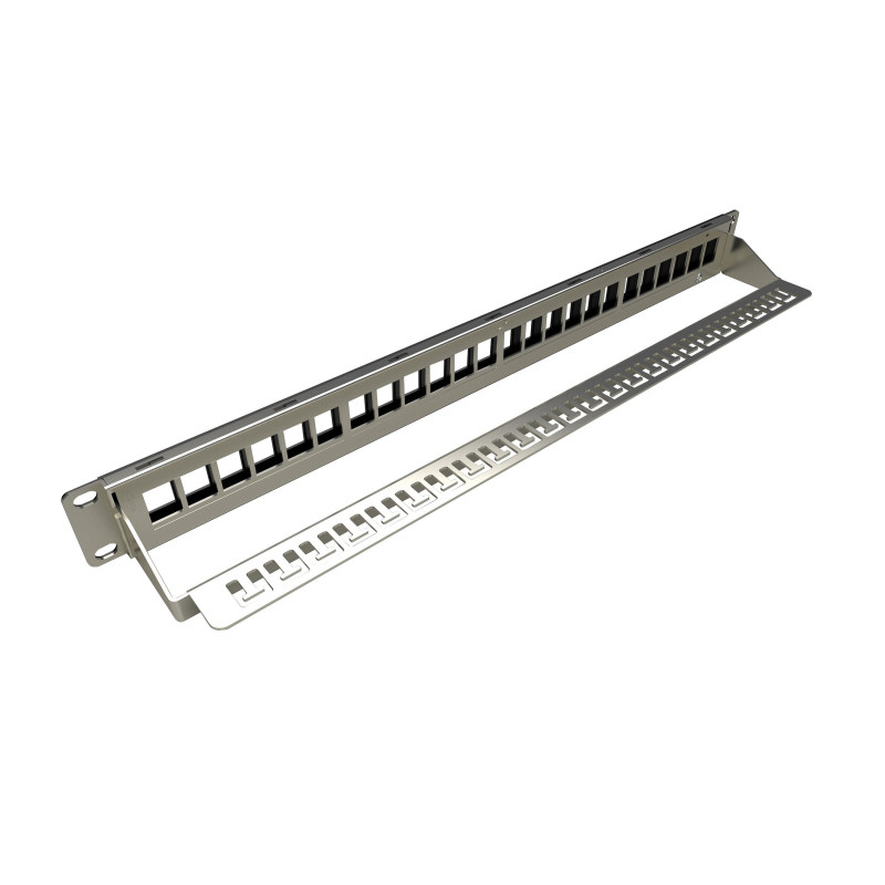 19" modulárny neosadený patch panel Solarix 24 portov 1U SX24M-0-STP-BK-UNI-N