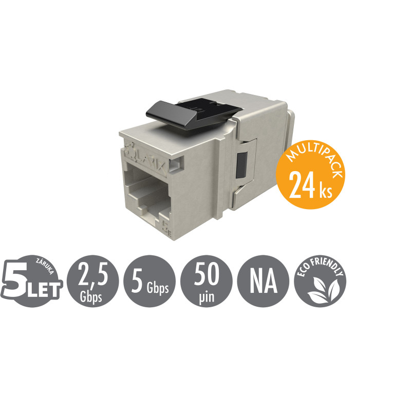 MULTIPACK 24 ks - rýchlozarezávací keystone Solarix CAT5E STP SXKJ-5E-STP-BK-NA