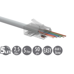 Univerzálny EASY konektor RJ45 CAT5E UTP 8p8c na drôt aj licnu SXRJ45-5E-UTP-EASY 100ks