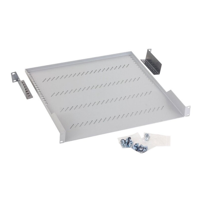 19" polica A1 s perforáciou 450mm, max.40kg sivá