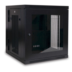 Skriňa SmartRack 12U, Š=600mm, Hl=550mm, hĺbka pre prepínače, presklené dvere, montáž na stenu