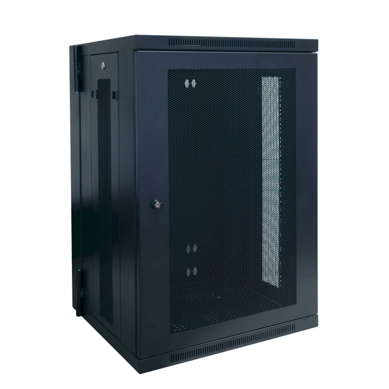 Skriňa SmartRack 18U, Š = 600mm, Hl = 550mm, hĺbka pre prepínače, montáž na stenu