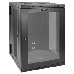 Skriňa SmartRack 18U, Š=600mm, Hl=550mm, hĺbka pre prepínače, presklené dvere, montáž na stenu