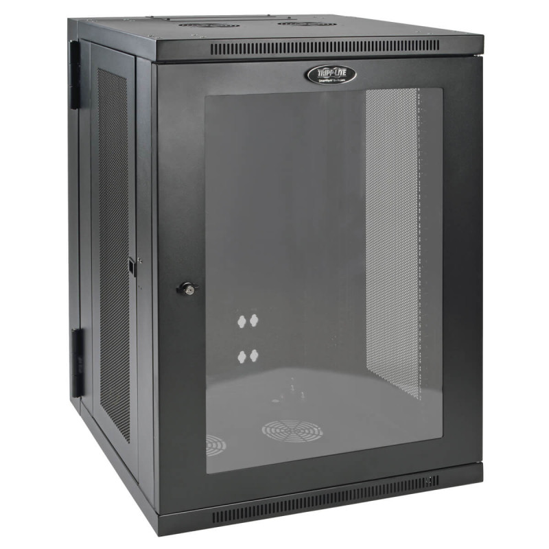 Skriňa SmartRack 18U, Š=600mm, Hl=550mm, hĺbka pre prepínače, presklené dvere, montáž na stenu