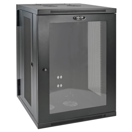 Skriňa SmartRack 18U, Š=600mm, Hl=550mm, hĺbka pre prepínače, presklené dvere, montáž na stenu
