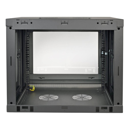 Skriňa SmartRack 9U, Mini Rack, Š = 600mm, Hl = 450mm, hĺbka pre prepínače, presklené dvere, na stenu