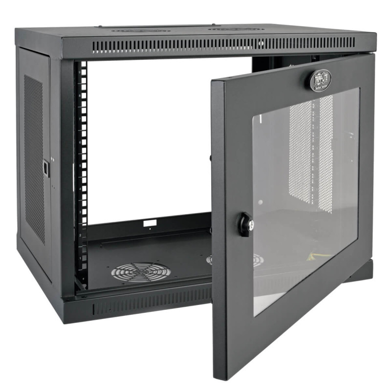 Skriňa SmartRack 9U, Mini Rack, Š = 600mm, Hl = 450mm, hĺbka pre prepínače, presklené dvere, na stenu