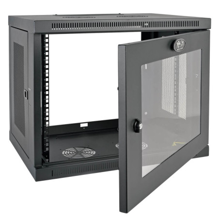 Skriňa SmartRack 9U, Mini Rack, Š = 600mm, Hl = 450mm, hĺbka pre prepínače, presklené dvere, na stenu