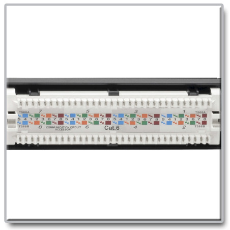 Patch panel pre montáž do racku 1U, 24x Cat6 PoE+ Compliant, 110/Krone, 568A/B, RJ45 Ethernet