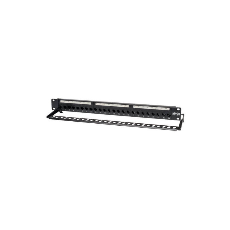 Patch panel priechodný pre montáž do racku 1U, 24x Cat6/Cat5, RJ45 Ethernet
