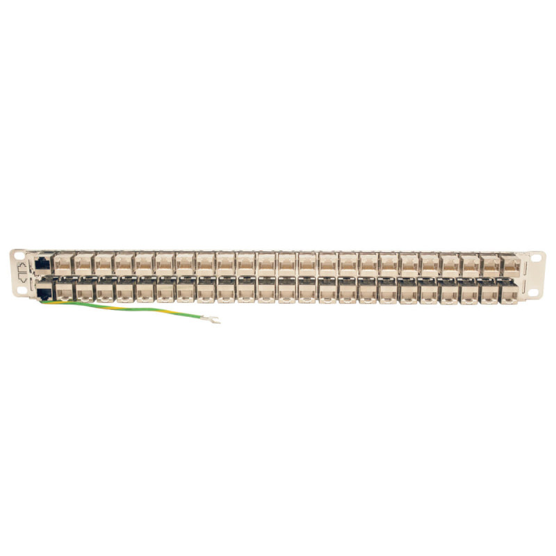 Patch panel priechodný STP tienený pre montáž do racku 1U, 48x Cat6a, RJ45 Ethernet