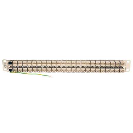 Patch panel priechodný STP tienený pre montáž do racku 1U, 48x Cat6a, RJ45 Ethernet