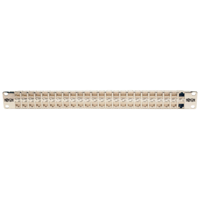 Patch panel priechodný STP tienený pre montáž do racku 1U, 48x Cat6a, RJ45 Ethernet
