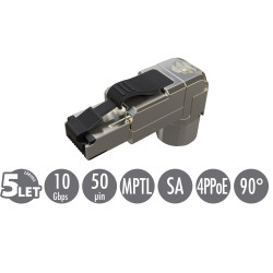Konektor MPTL 90° RJ45 CAT6A STP samorezný SXRJ45-6A-STP-BK-SA-U