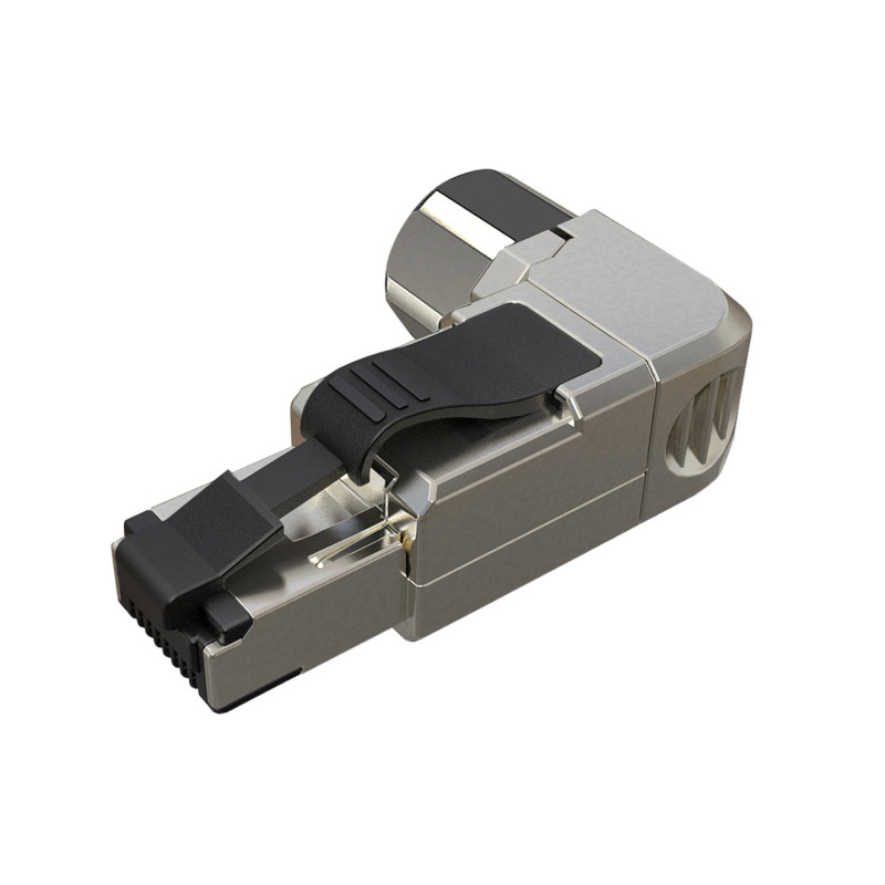 Konektor MPTL 90° RJ45 CAT6A STP samorezný SXRJ45-6A-STP-BK-SA-U