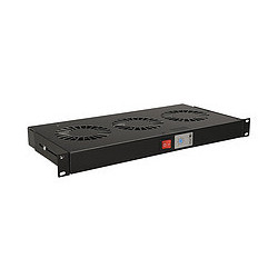 19" 1U 3 ventilátory s bimetalovým termostatom RAL čierna do 19" líšt VJ19-3-T-B