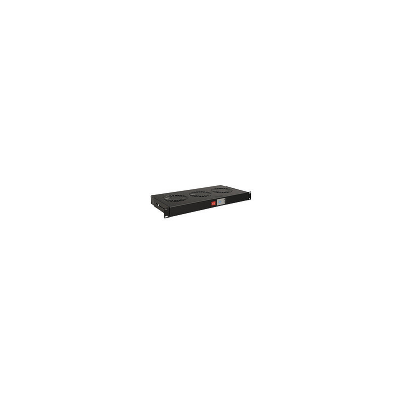 19" 1U 3 ventilátory s bimetalovým termostatom RAL čierna do 19" líšt VJ19-3-T-B