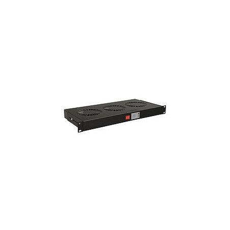 19" 1U 3 ventilátory s bimetalovým termostatom RAL čierna do 19" líšt VJ19-3-T-B