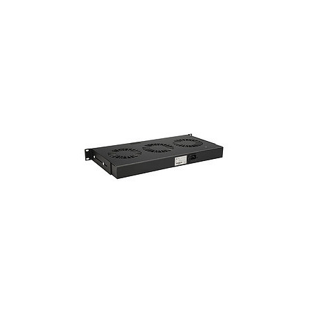 19" 1U 3 ventilátory s bimetalovým termostatom RAL čierna do 19" líšt VJ19-3-T-B