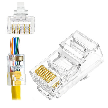 W-Star Konektor UTP RJ45EZ Cat6 1000ks 3U pozlátený 6SLD pass through RJ45EZC6T
