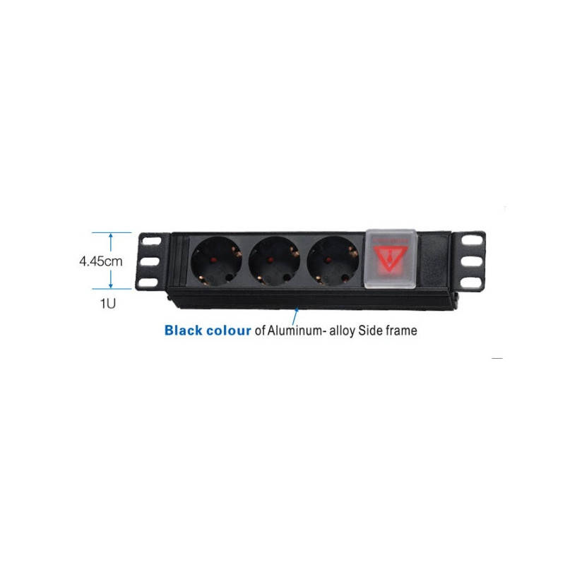 10" napájací panel OC 3x230V-2m PPO Black