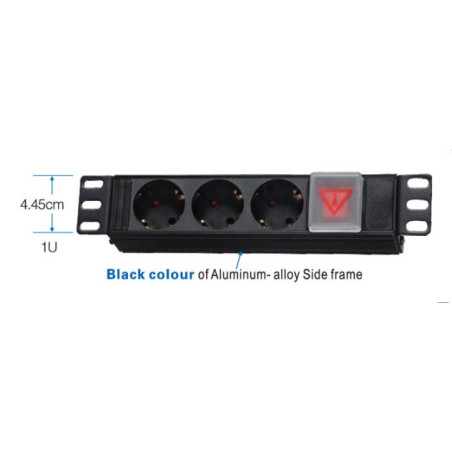 10" napájací panel OC 3x230V-2m PPO Black