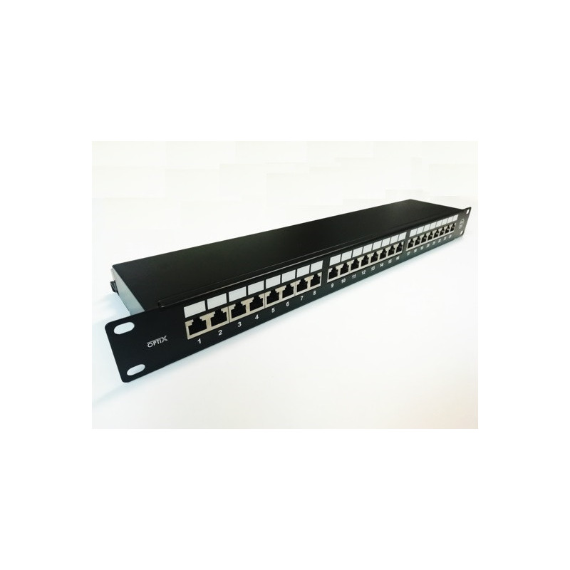 Patch panel 24p.Cat6A STP 1U osadený čierny