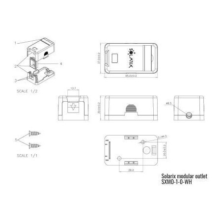 Zásuvka modulárna Solarix pre 1 keystone na omietku biela SXMO-1-0-WH