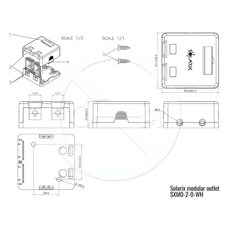 Zásuvka modulárna Solarix pre 2 keystony na omietku biela SXMO-2-0-WH