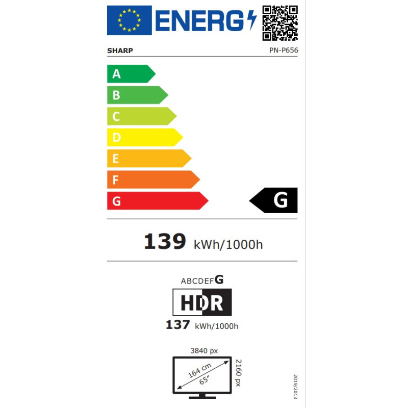 65" LED SHARP P656,3840 x 2160, IPS, 24/7,700cd