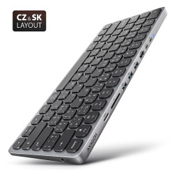 AXAGON HMC-KB-CS, USB 5Gbps hub s CZ/ SK klávesnicou, HDMI 4K/60Hz, 3x USB-A, SD/mSD, audio, PD 100W