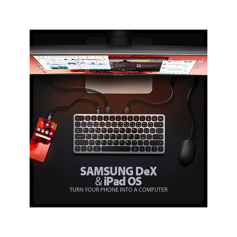 AXAGON HMC-KB-CS, USB 5Gbps hub s CZ/ SK klávesnicou, HDMI 4K/60Hz, 3x USB-A, SD/mSD, audio, PD 100W