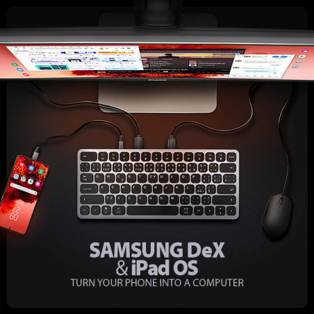 AXAGON HMC-KB-CS, USB 5Gbps hub s CZ/ SK klávesnicou, HDMI 4K/60Hz, 3x USB-A, SD/mSD, audio, PD 100W