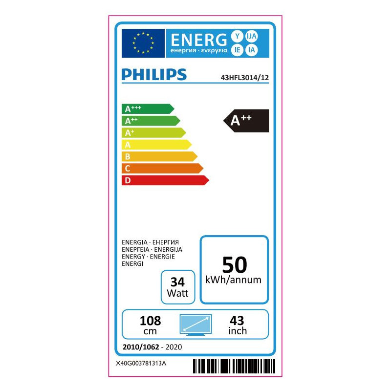 43" HTV Philips 43HFL3014 - EasySuite