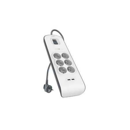 BELKIN SurgeStrip prep.ochrana, 6 zásuviek, 650J, 2USB