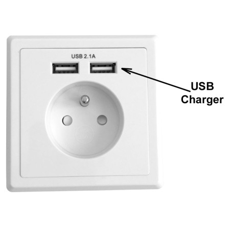 El. zásuvka pod omietku 1x230V+2xUSB 2,1A napájanie