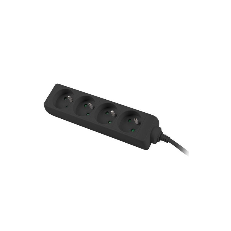 Predlžovací prívod 230V 2m 4 zásuvky, čierny