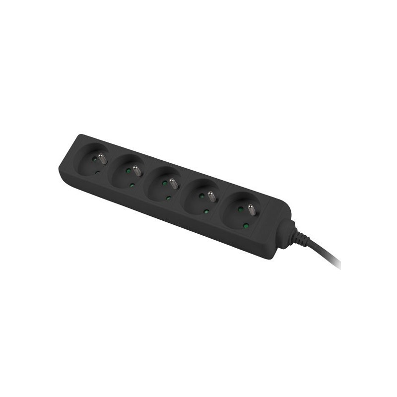 Predlžovací prívod 230V 2m 5 zásuviek, čierny