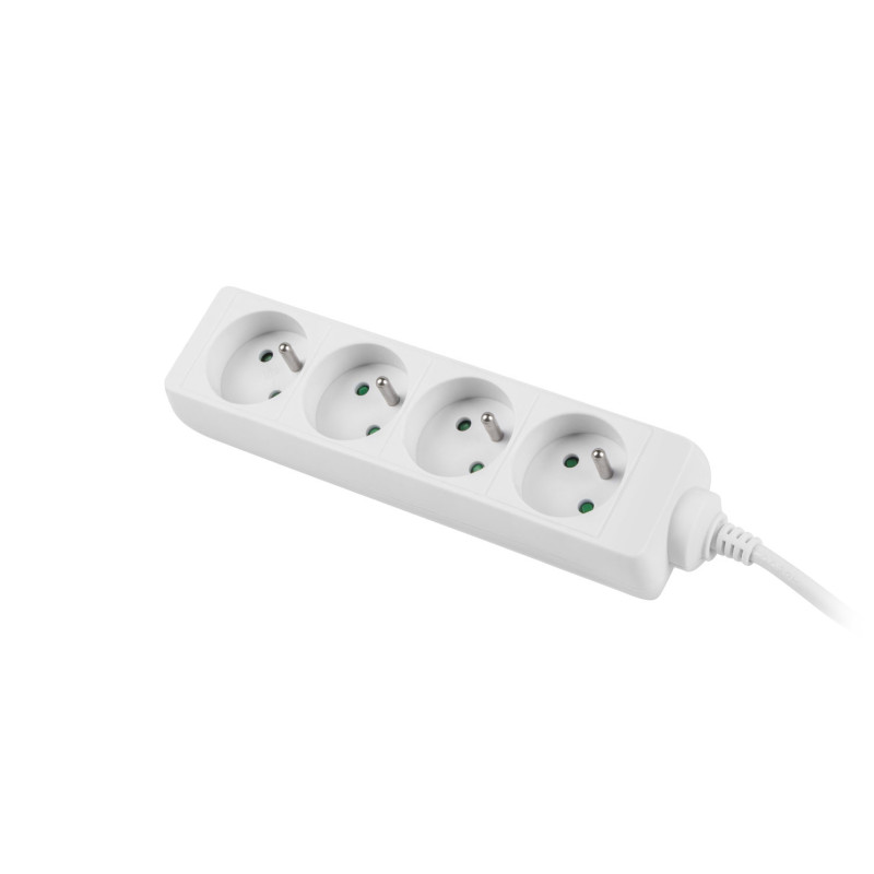 Predlžovací kábel Lanberg PS0, 4 zásuvky, 1,5 m, biela