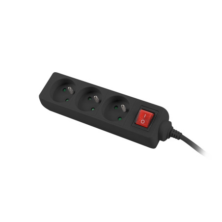 Predlžovací kábel Lanberg PS1, 3 zásuvky, 3m vypínač, čierna