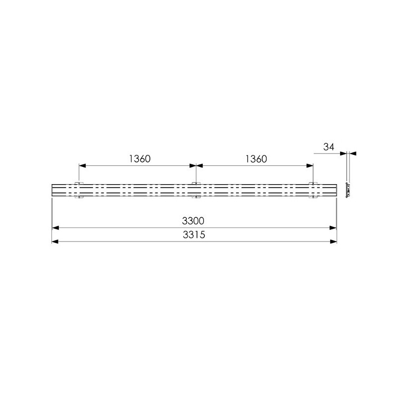 Vogel´s horizontálna časť adaptéra Connect-it PFB 3433 S, 3315 mm, strieborná