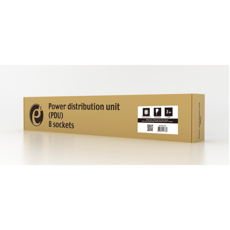 Gembird PDU 8 schucko, 1U, 16 A, 3m